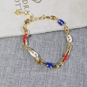 Authentic Kendra Scott Bailey Multi Color Enamel Gold Chain Bracelet